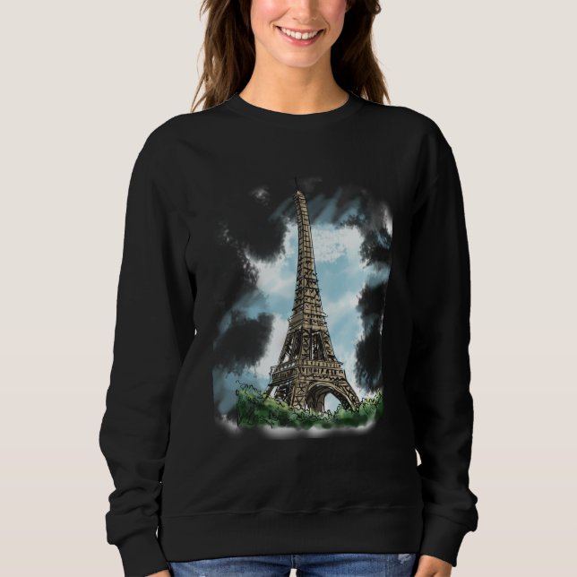 Sudadera Paris French Eiffel Tower European French Blue Sky (Anverso)