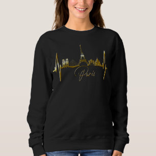 Sudadera Paris Skyline Heartbeat Torre Eiffel Francia Heart