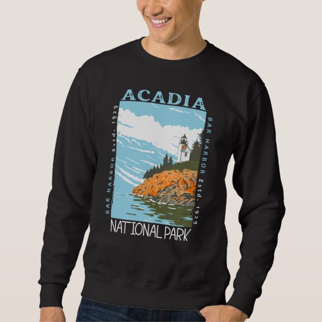 Sudadera Parque nacional Acadia Bar Harbour Lighthouse Vint (Anverso)