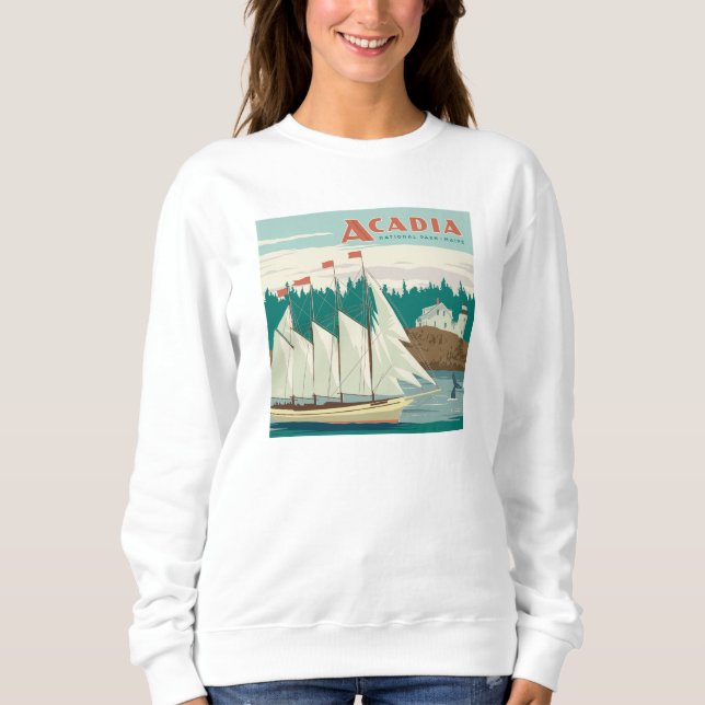 Sudadera Parque nacional Acadia, Maine | Barco de vela y ba (Anverso)
