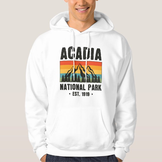Sudadera Parque nacional Acadia, Vintage de Maine Retro (Anverso)