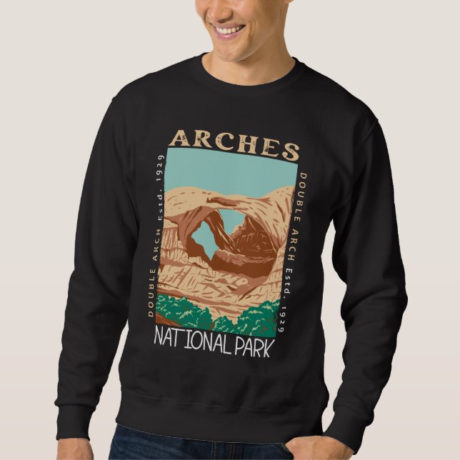 Sudadera Parque Nacional Arches Doble Arco Retro Molesto (Anverso)