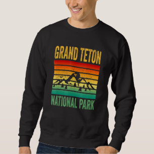 Sudadera Parque nacional del Gran Tetón Wyoming Retro Sunse