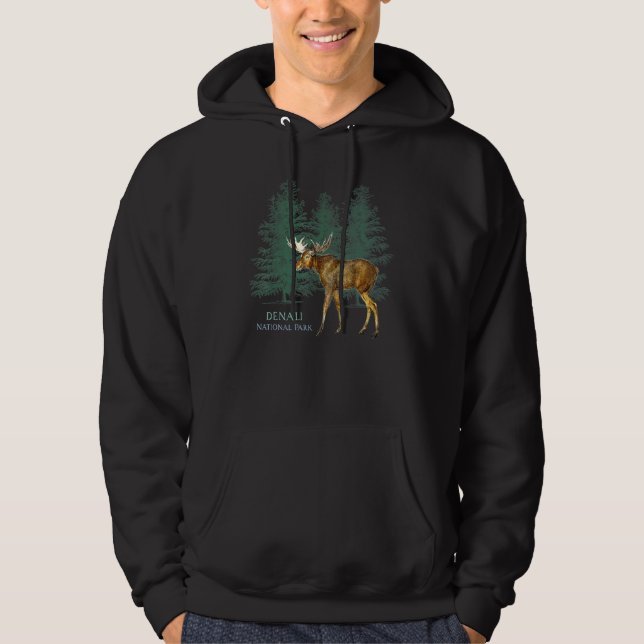 Sudadera Parque Nacional Denali Alaska Usa Moose Trees (Anverso)