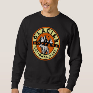 Sudadera Parque Nacional Glacier Montana Angustiado Vintage