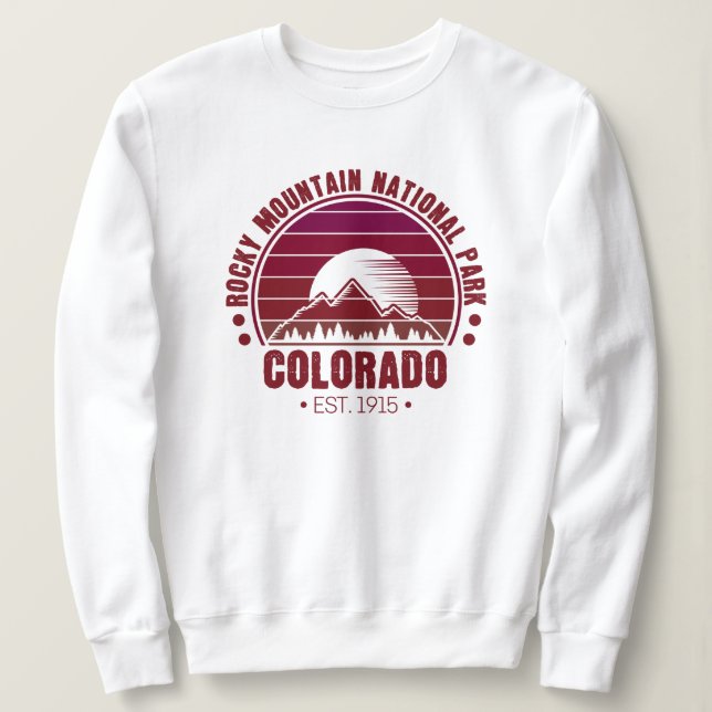 Sudadera Parque nacional Rocky Mountain Colorado Retro (Anverso del diseño)