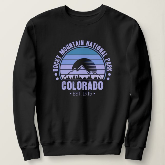 Sudadera Parque nacional Rocky Mountain Colorado Retro (Anverso del diseño)