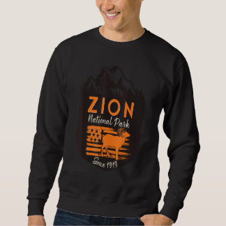 Sudadera Parque Nacional Zion Bandera de EE. UU. Ovejas de