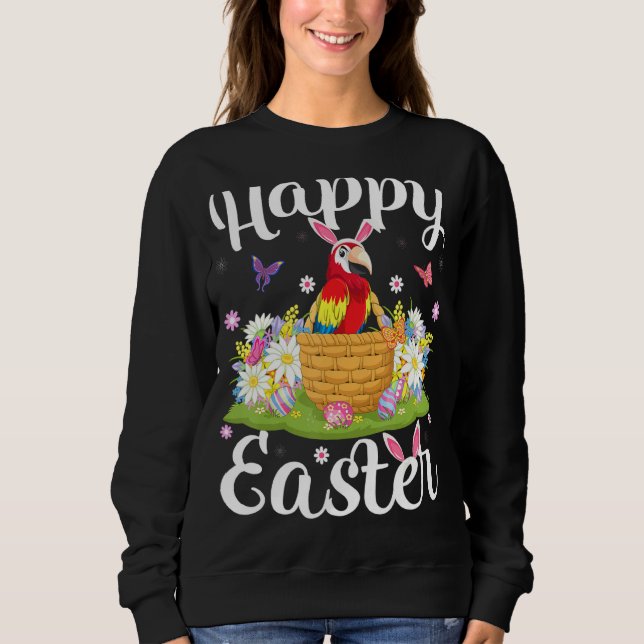 Sudadera Parrot Bird Easter Huevo de caza Floral Parrot Eas (Anverso)