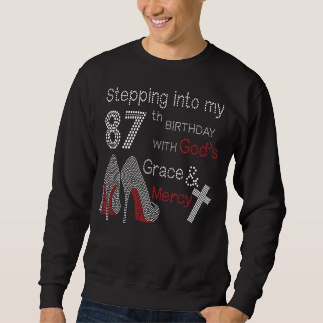 Sudadera Pasar a mi cumpleaños 87 con la gracia de Dios y (Anverso)