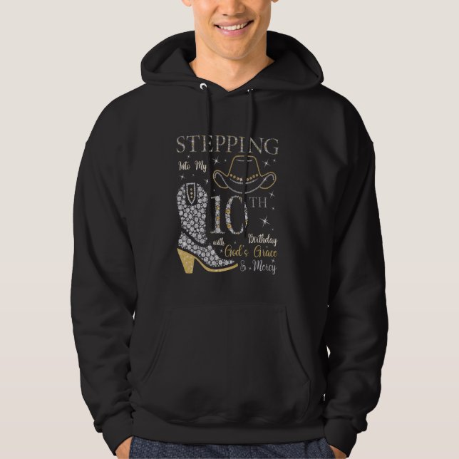 Sudadera Pasar a mi décimo cumpleaños con la gracia de Dios (Anverso)
