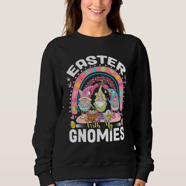 Sudadera Pascua Con Mis Gnomies Bunny Oars Happ De Caza De  (Anverso)