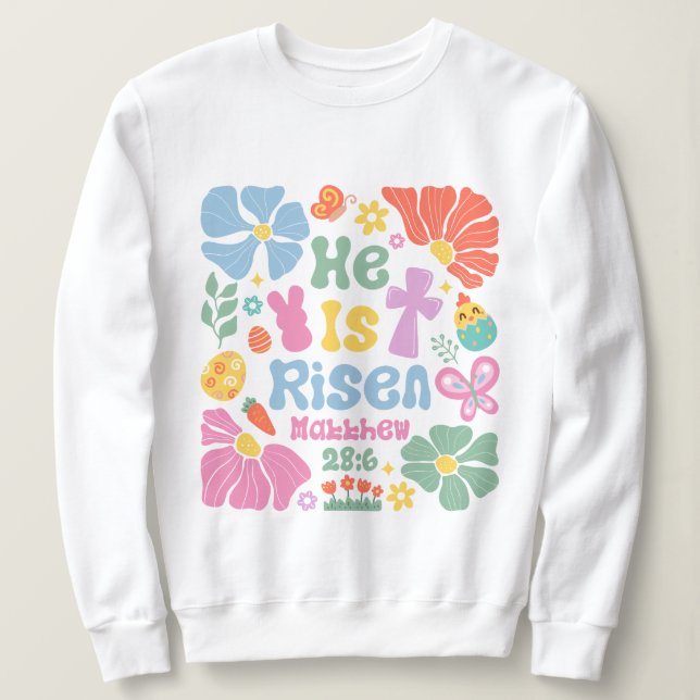 Sudadera Pascua cristiana floral de Boho (Anverso del diseño)
