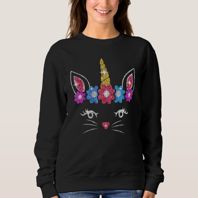 Sudadera Pascua, unicornio, madre de flores pequeña (Anverso)