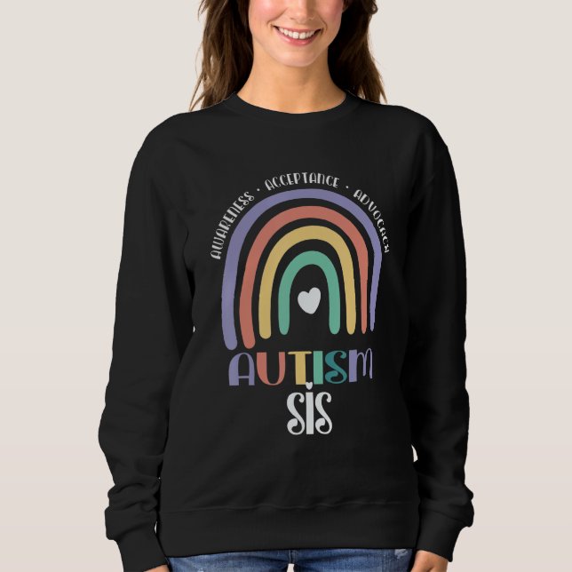 Sudadera Pastel Boho Arcoíris Orgullosa Hermana Autismo Fam (Anverso)