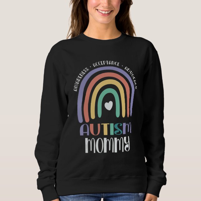 Sudadera Pastel Boho Arcoíris Orgullosa Mamá Autismo Famili (Anverso)