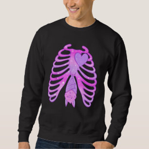 Sudadera Pastel Gótico Bat Skeleton Ribcage Witchen Estétic