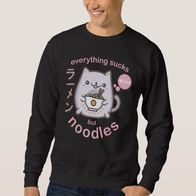 Sudadera Pastel Gótico Ramen Noodle Cat - Regalo (Anverso)