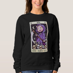 Sudadera Pastel Gótico Tarot Card The Death Grim Reaper Cat