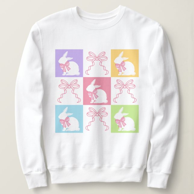 Sudadera Pastel Retro Conejo de Pascua con arcos (Anverso del diseño)