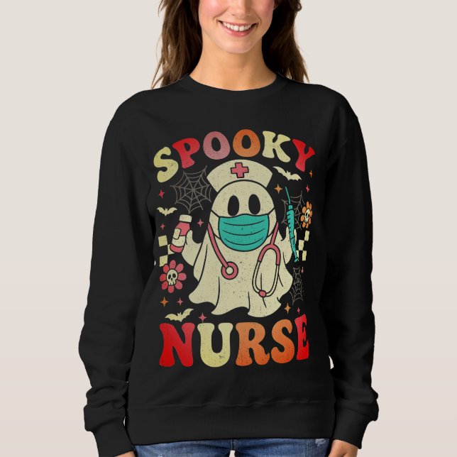 Sudadera Pasteles Retro Gráficos de Enfermera Fantasma Cute (Anverso)
