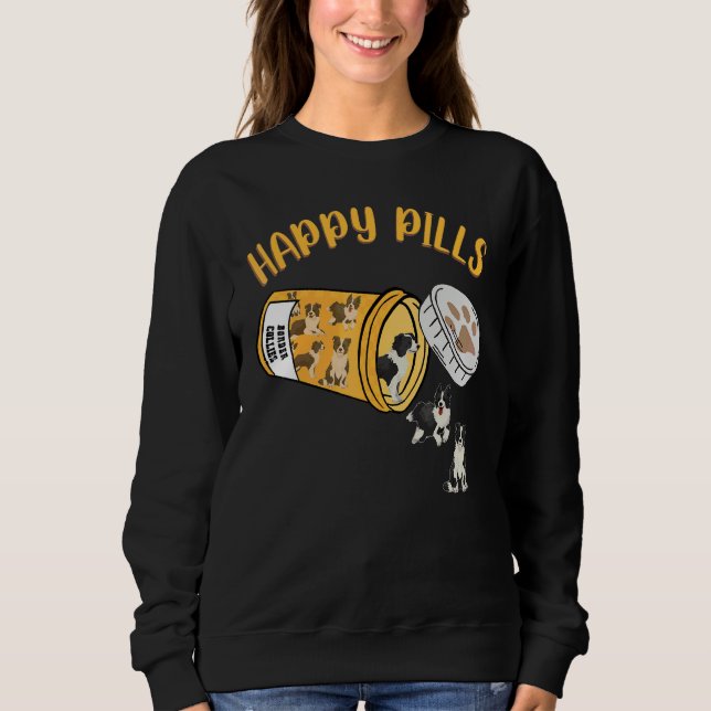 Sudadera Pastillas Felices Border Collie Perro Lindo (Anverso)