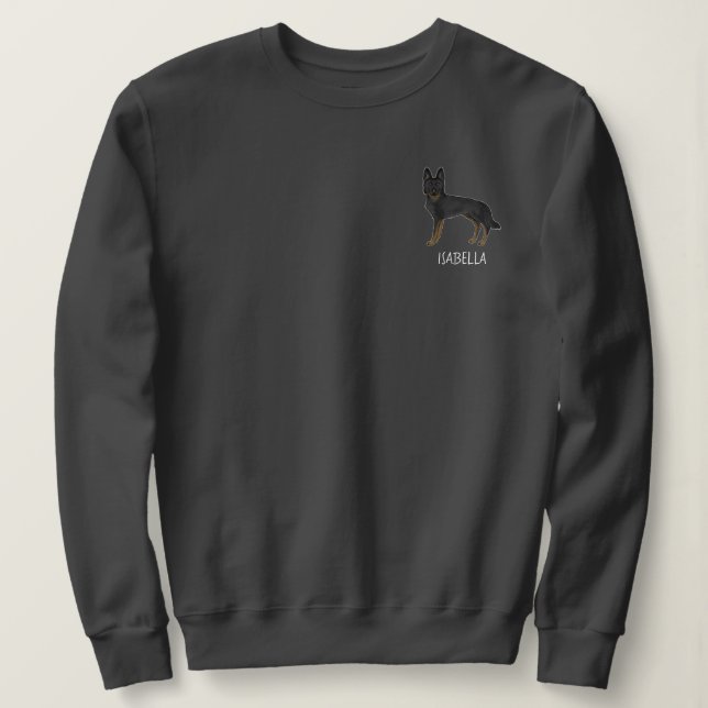 Sudadera Pastor Alemán Bi-Negro Con Texto Personalizado (Anverso del diseño)