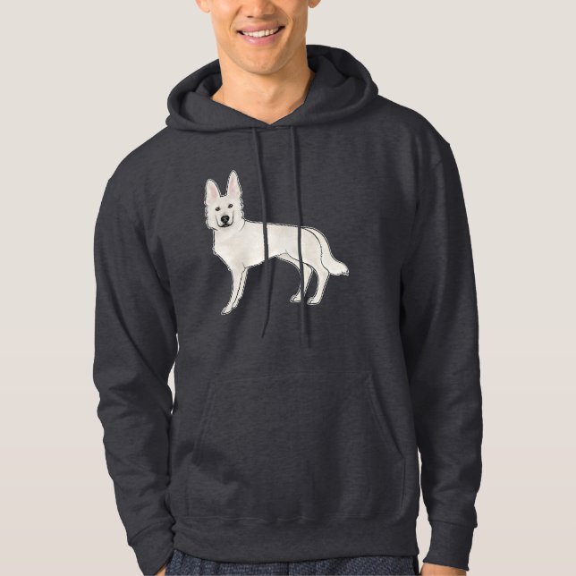 Sudadera Pastor Alemán Blanco Pastor Suizo Perro de Dibujos (Anverso)