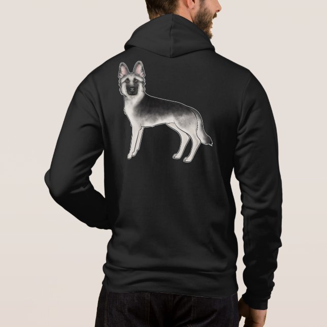 Sudadera Pastor Alemán Cartoon de Sable Plateado Perro GSD (Reverso)