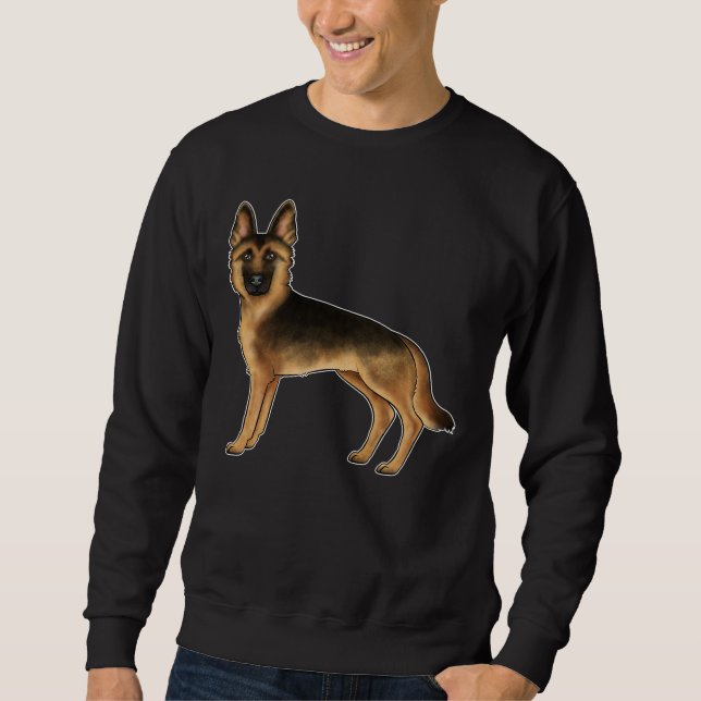 Sudadera Pastor Alemán Cartoon GSD Perro Negro y Canela (Anverso)