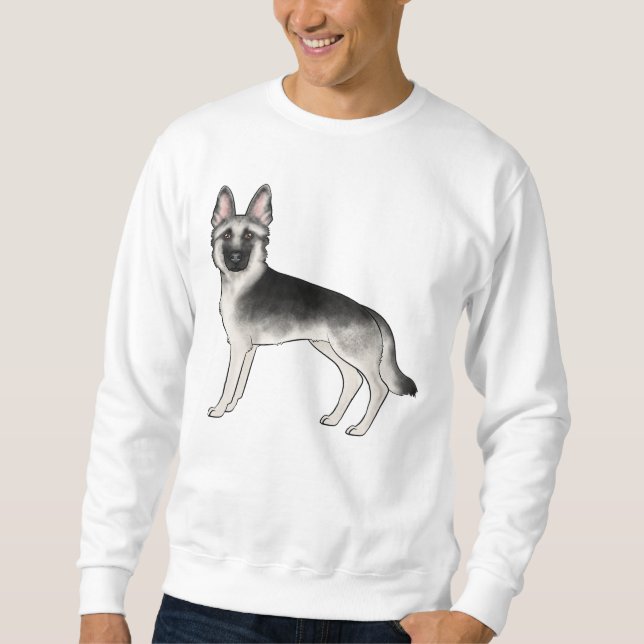 Sudadera Pastor Alemán gris y negro de dibujos animados per (Anverso)