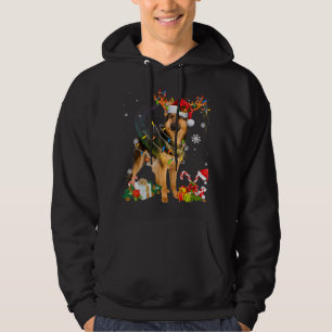 Sudadera Pastor Alemán Ilumina Santa Hat Xmas Tree Chr
