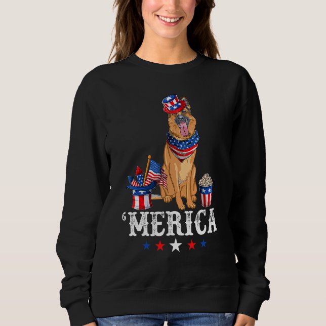 Sudadera Pastor Alemán Merica 4 De Julio Estadounidense F (Anverso)