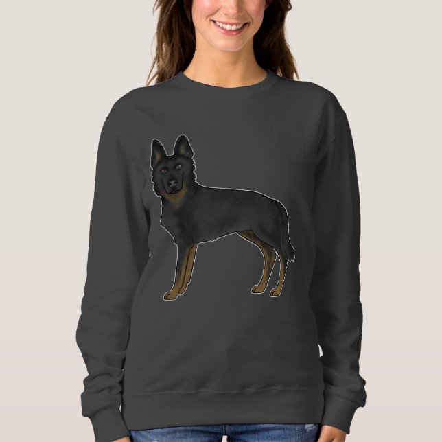 Sudadera Pastor alemán negro bicolor Perro de dibujos anima (Anverso)