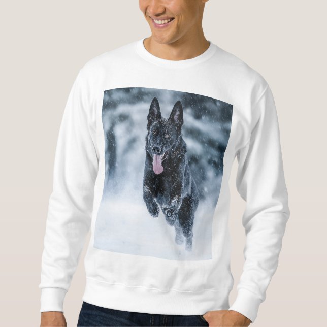 Sudadera Pastor alemán negro con cubierta de Duvet de nieve (Anverso)