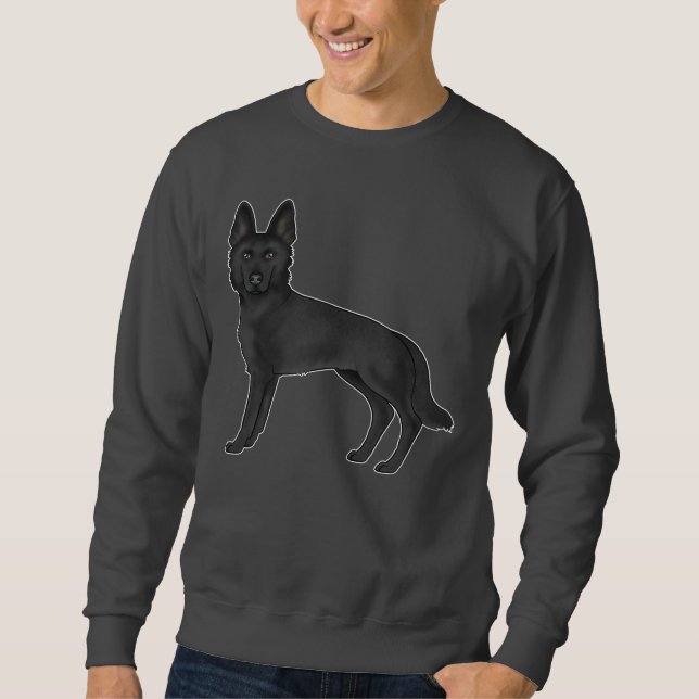 Sudadera Pastor Alemán Negro Dibujo Animado Lindo Perro Pas (Anverso)