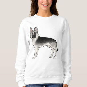 Sudadera Pastor Alemán Negro y Plateado Perro de Dibujos An