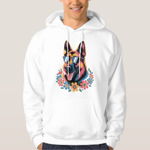 Sudadera Pastor Alemán Neon con Gafas de Sol