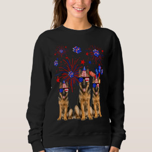 Sudadera Pastor Alemán Perro Bandera Estadounidense 4 De Ju