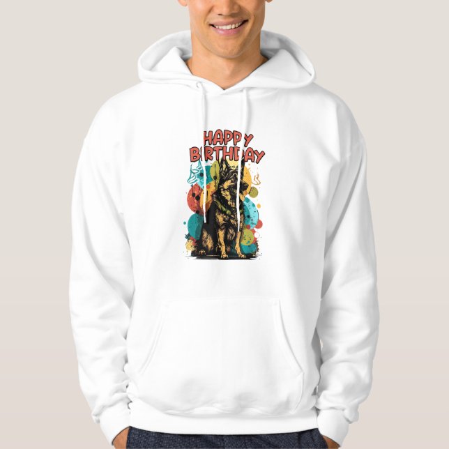 Sudadera Pastor Alemán Perro Pastor Feliz Cumpleaños Fiesta (Anverso)