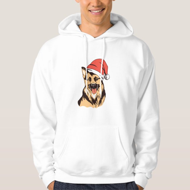 Sudadera Pastor alemán perro Santa Hat - Navidades divertid (Anverso)
