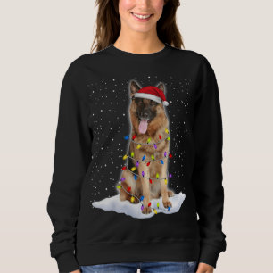 Sudadera Pastor alemán Santa Christmas Tree Lights Xmas