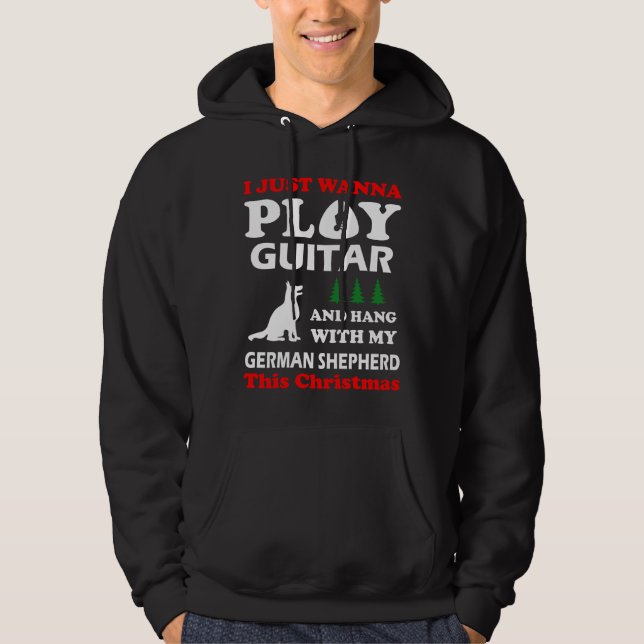 Sudadera pastor alemán sólo quiero tocar guitarra (Anverso)