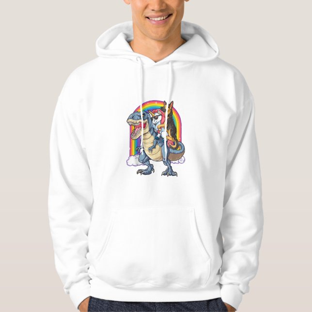 Sudadera Pastor alemán Unicornio Dinosaur T rex Funny Rainb (Anverso)