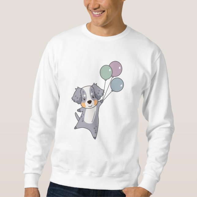 Sudadera Pastor Australiano vuela Con Globos (Anverso)