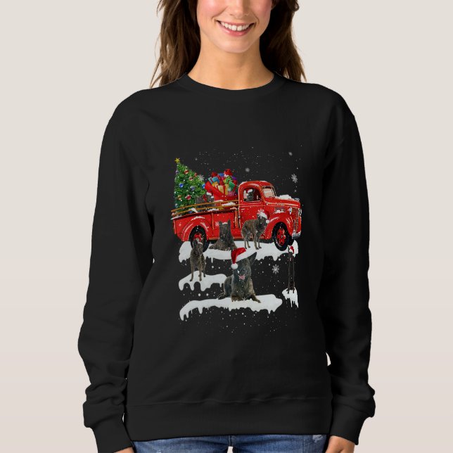 Sudadera Pastor Holandés Montando Camión Rojo Navidad (Anverso)