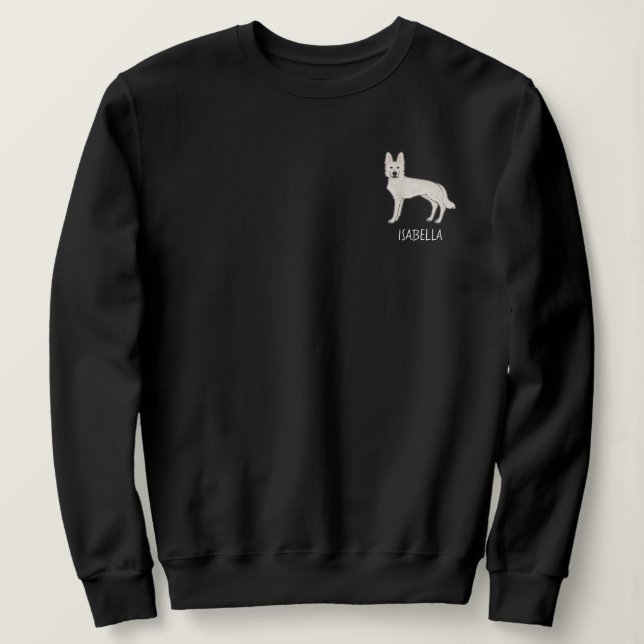 Sudadera Pastor Suizo Blanco Pastor Alemán Blanco Con Texto (Anverso del diseño)
