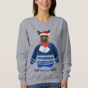 Sudadera Pastora Alemán Navideña Camiseta Fea de Navidad Ma