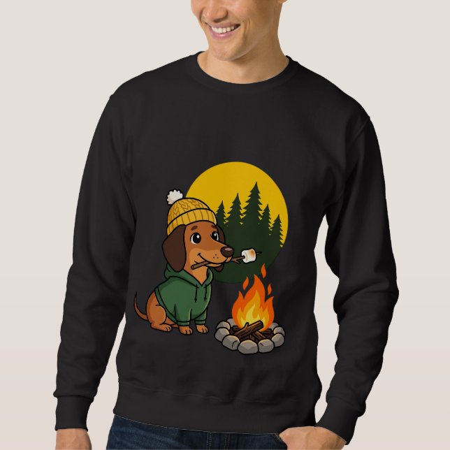 Sudadera Pastoreando Dachshund Asando Malvavisco (Anverso)