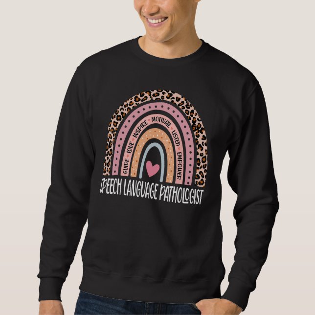 Sudadera Pathólogo del lenguaje de voz Rainbow Leopard SLP (Anverso)